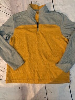 Men's Colorblock Quarter-Zip Sweater - Yellow & Gray GH Bass medium